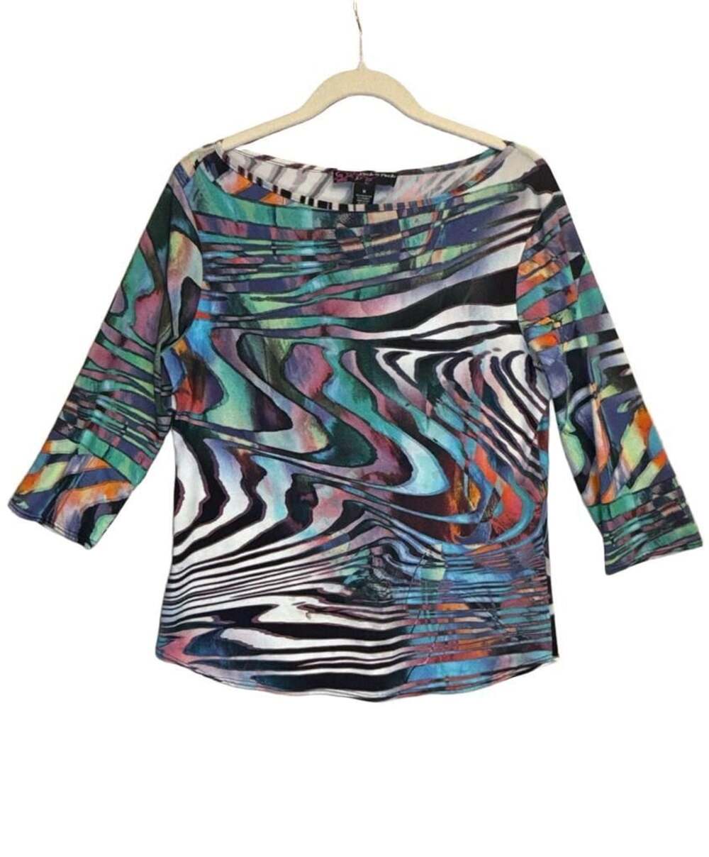 Peck & Peck Size M Multicolor Psychedelic Abstract Top